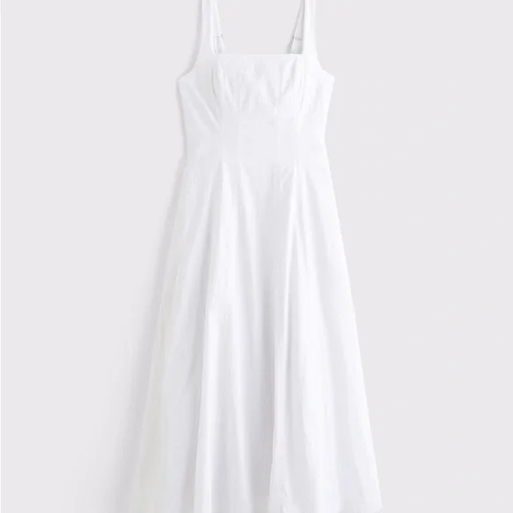 Abercrombie and Fitch Stretch Linen Blend White dress size large - Picture 4 of 11